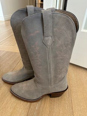 Women's Gray Suede Western Boots - Alberta Boot